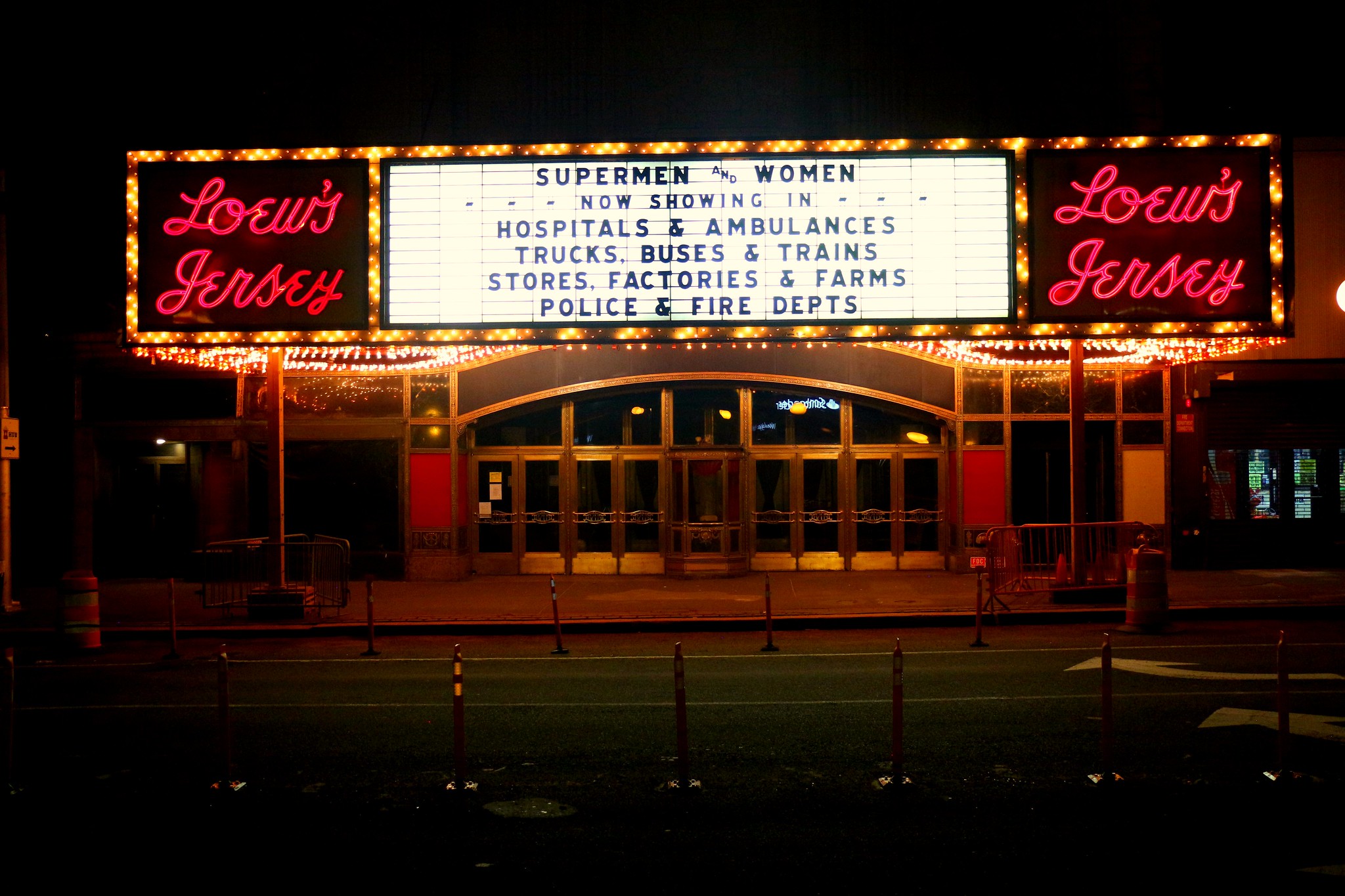 Honoring Héros on the Loew's Jersey Marquee